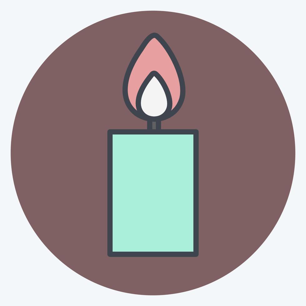 Lit Candle Icon in trendy color mate style isolated on soft blue background vector