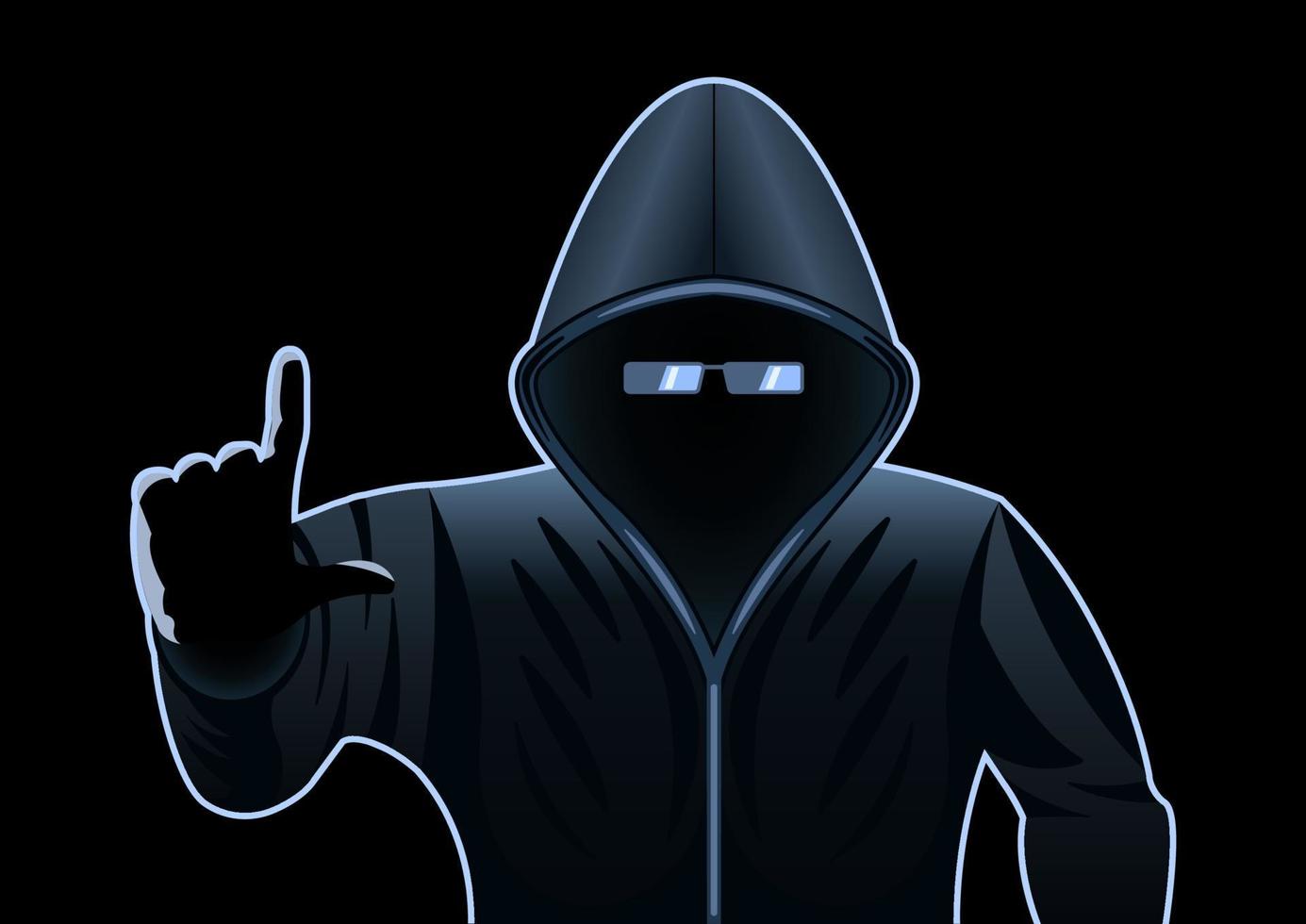 hacker hooded man cartoon isolated vector