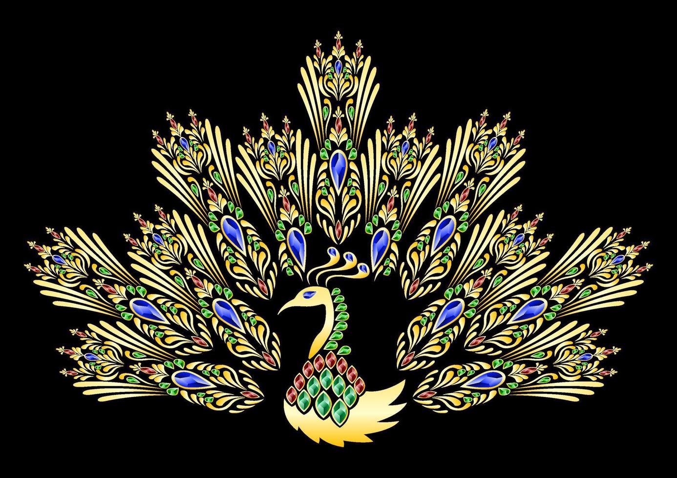 decoración de oro pavo real aislado vector