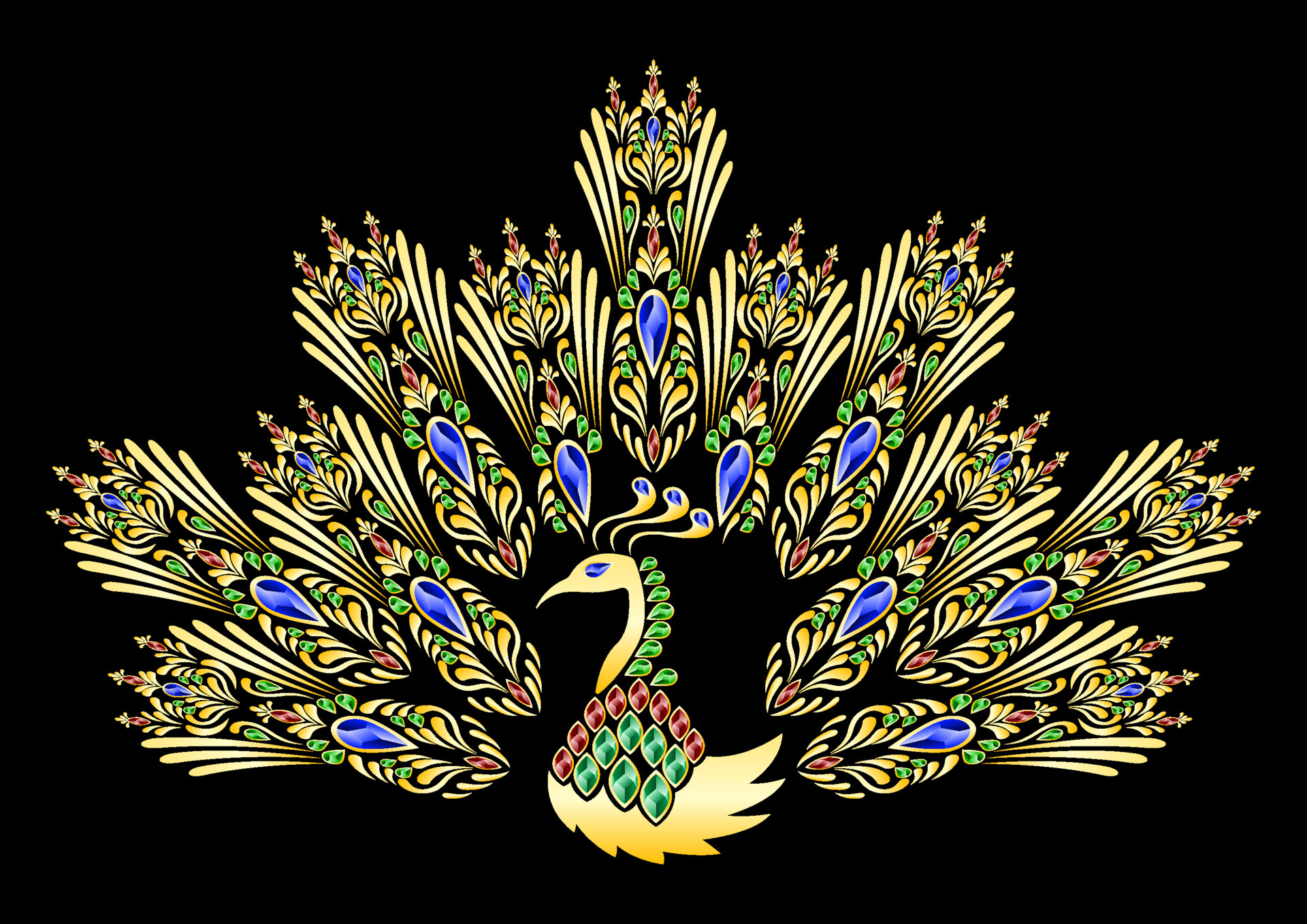 Peacock golden decoration isolated 4917113 Vector Art at Vecteezy