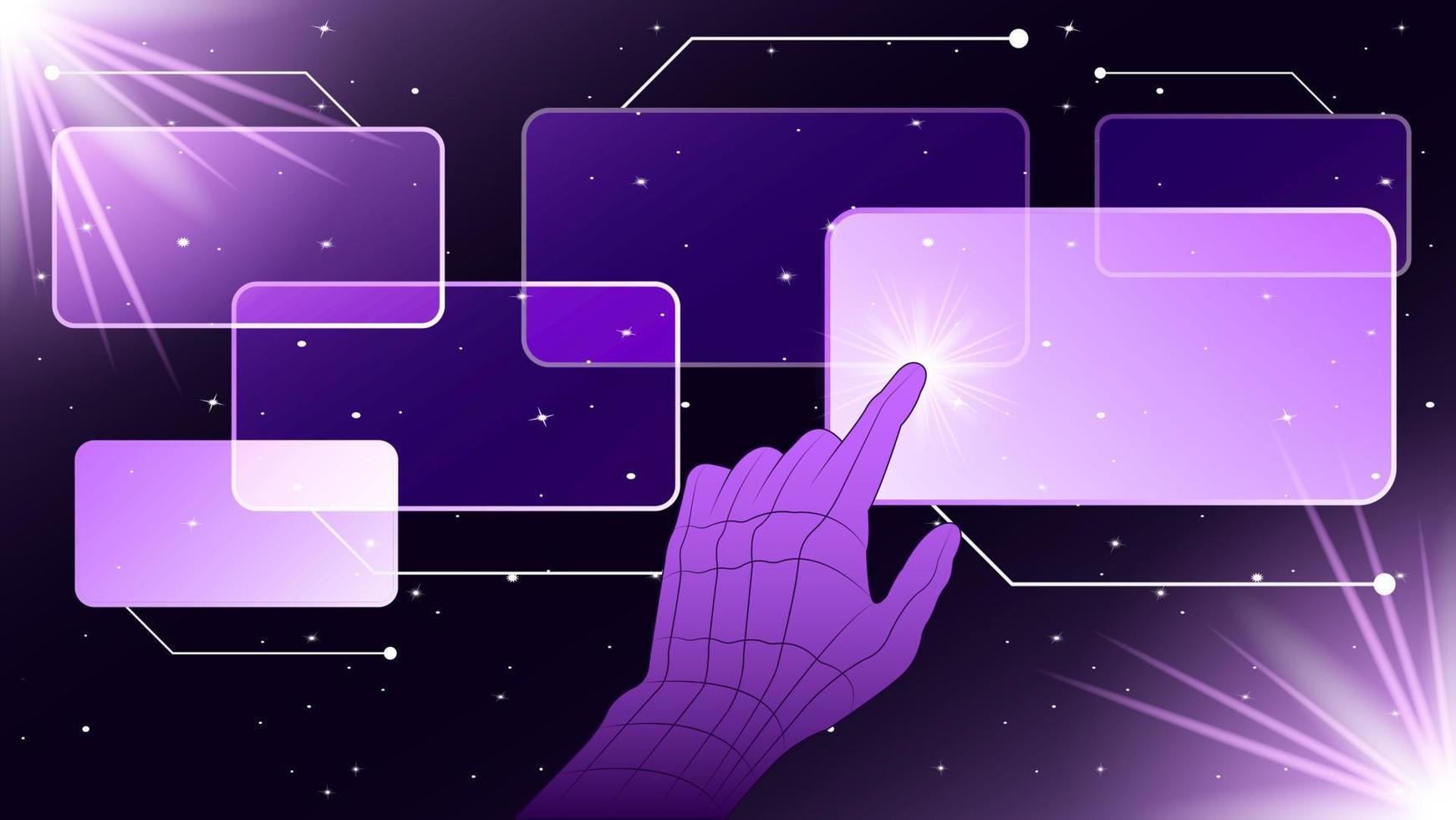 virtual reality touch hand background vector