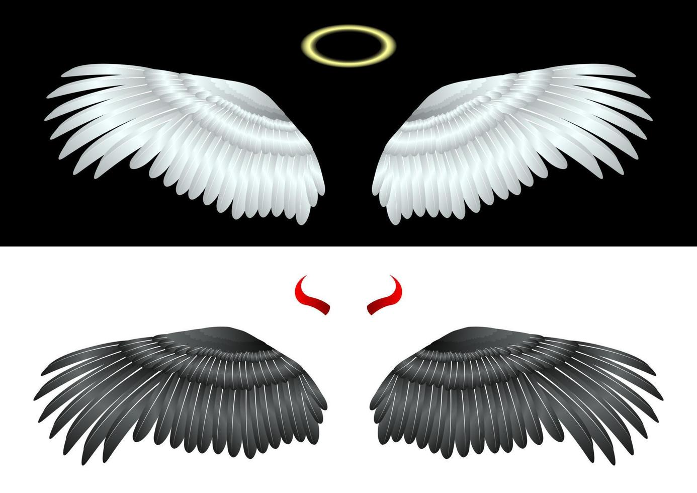Wings Angel and fallen angel isolated vector