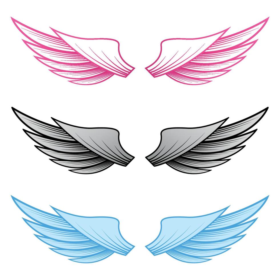 Set couple wings isolated vector
