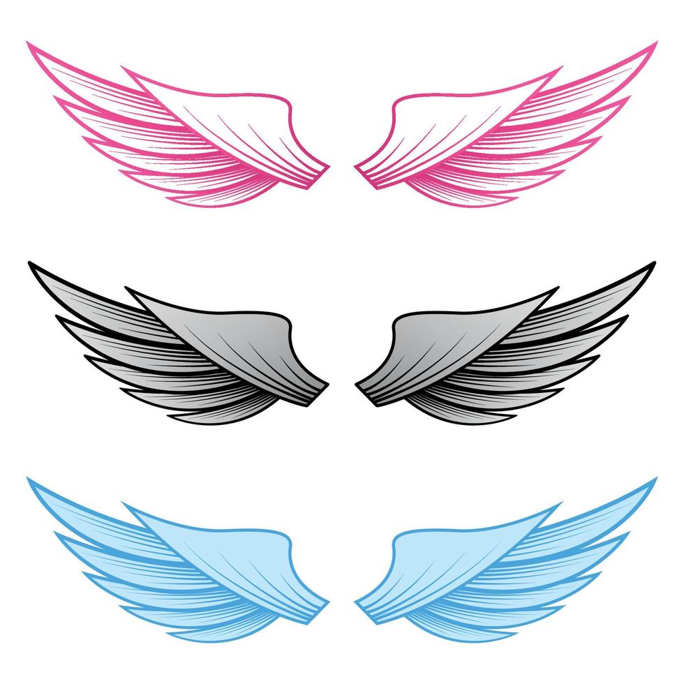 Set couple wings isolated vector