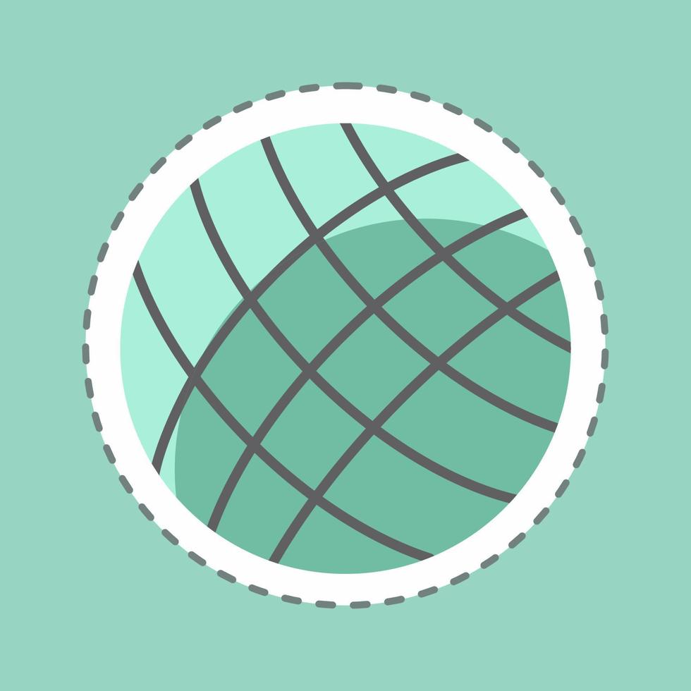 Wool Ball Sticker in trendy line cut isolated on blue background vector