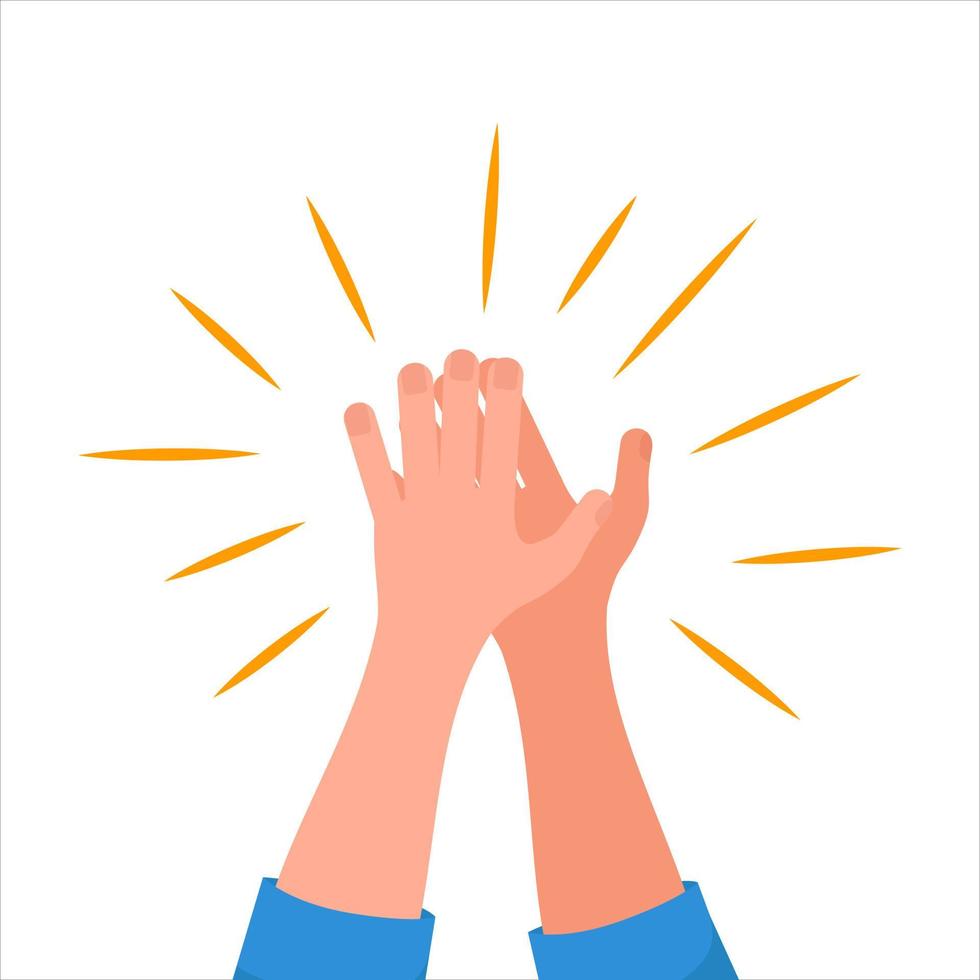 Person applauds. Human clapping hands. Isolated on whited vector illustration.