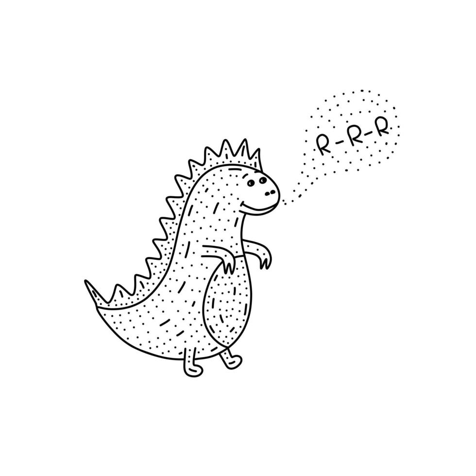 Hand drawn dinosaur icon in doodle style. Cartoon dinosaur vector icon for web design isolated on white background.