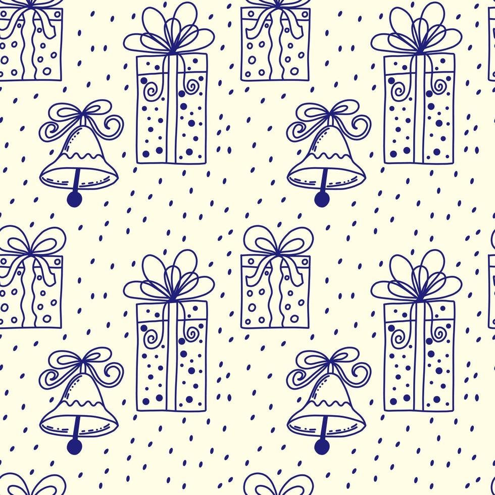 Gift boxes seamless pattern isolated vector illustration. Holiday background in doodle style.