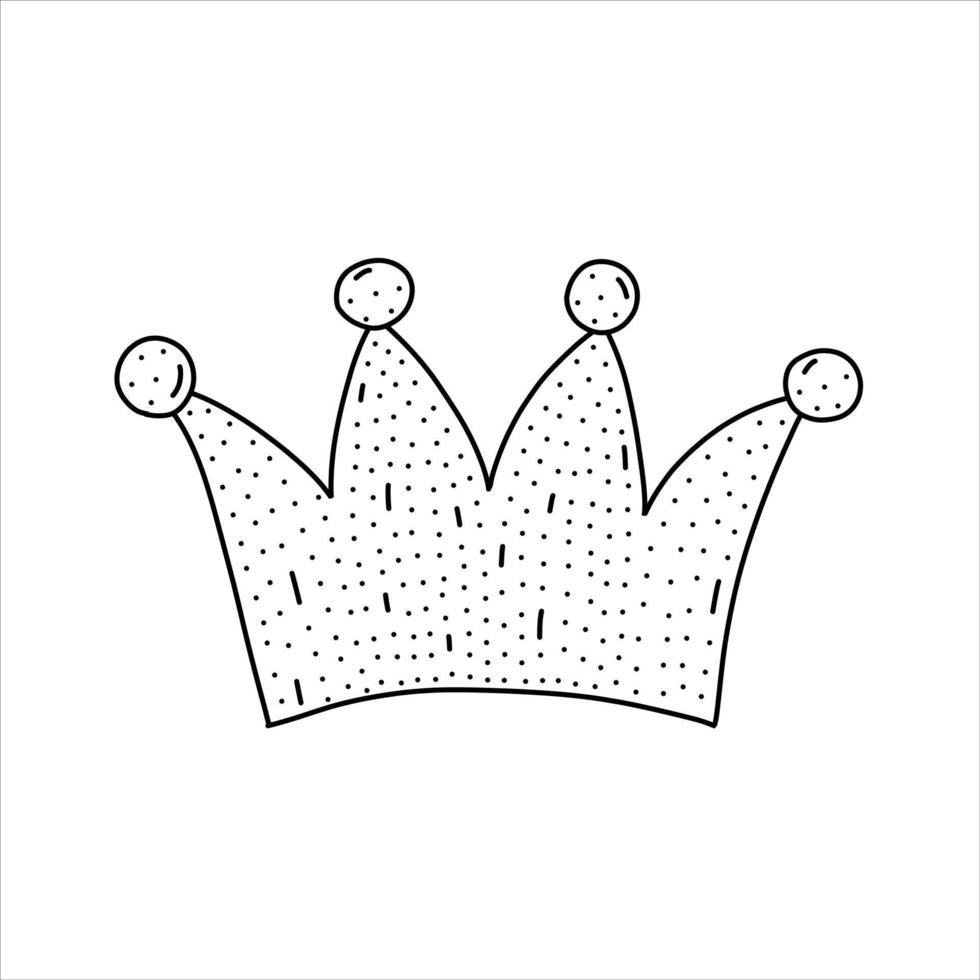 Cute hand drawn crown isolated on white vector illustration.