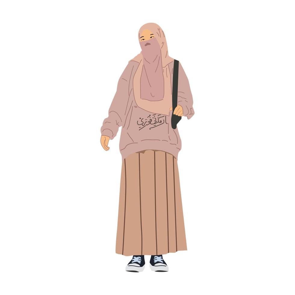 ilustración de mujer hijab vector