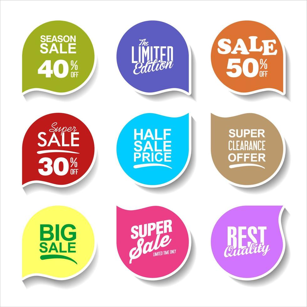 Collection of super sale stickers and tags template vector