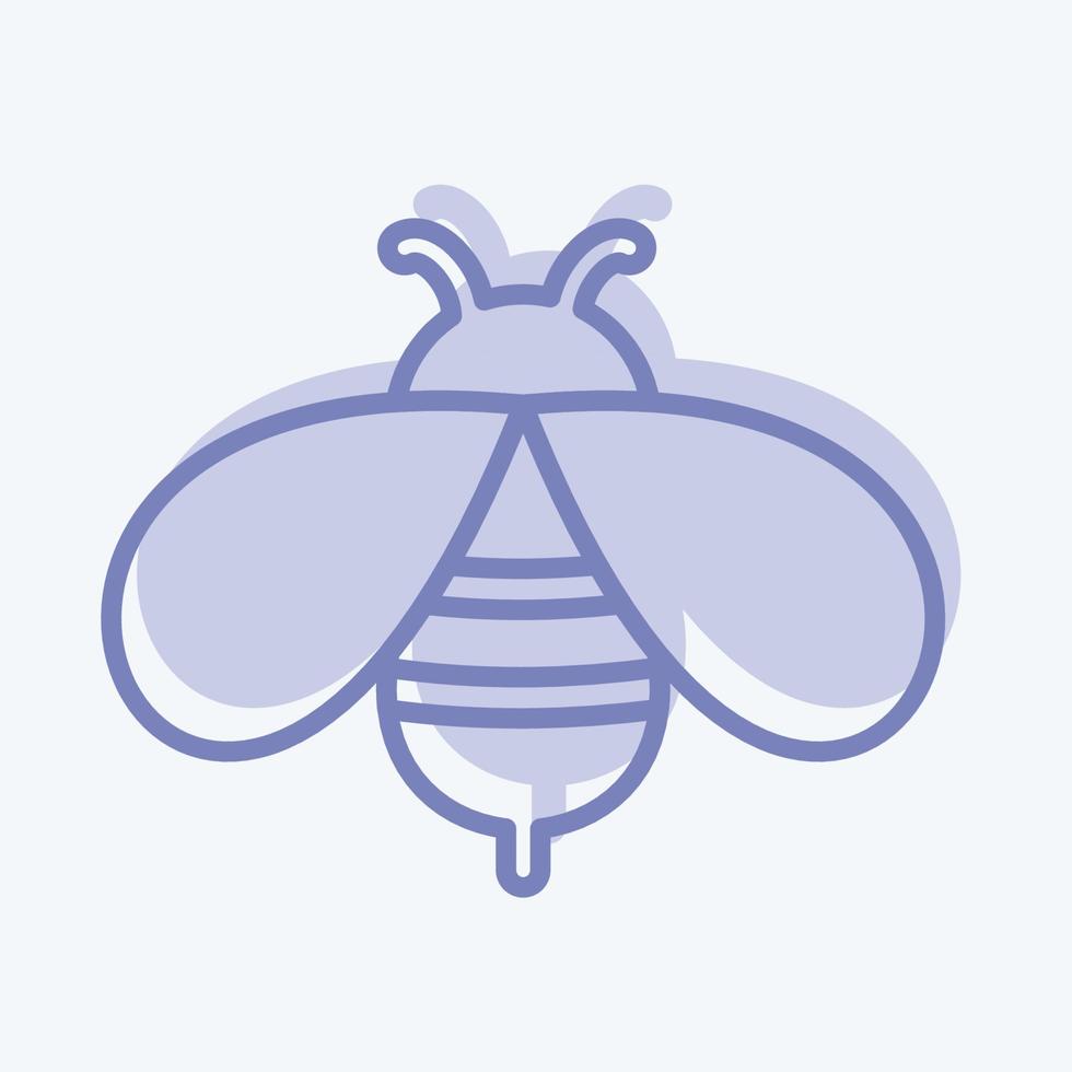 icono de abeja en estilo moderno de dos tonos aislado sobre fondo azul suave vector