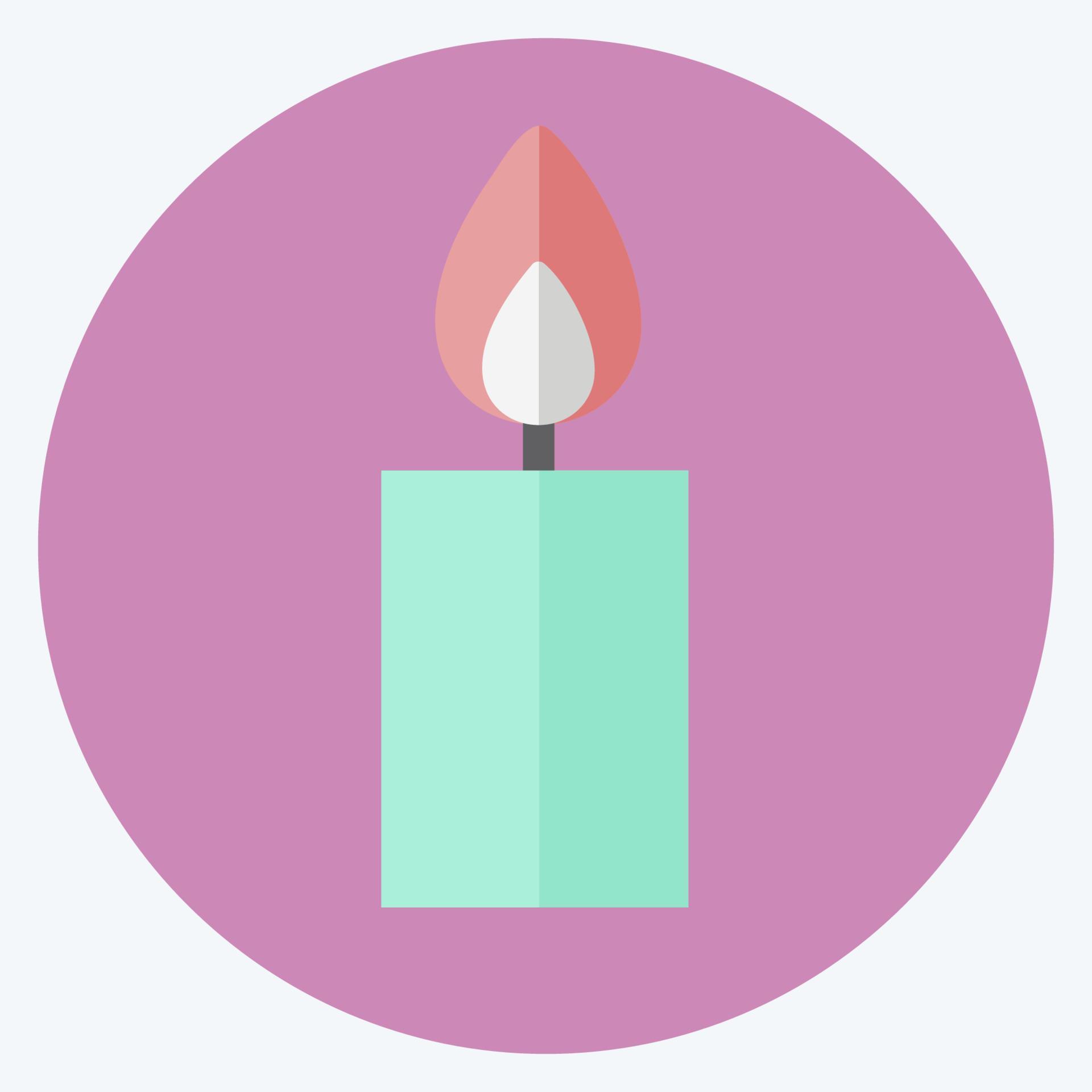 Lit Candle Icon in trendy flat style isolated on soft blue background