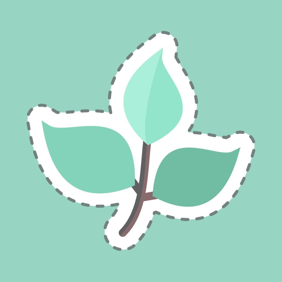 Leaves Tailor Sticker in trendy line cut isolated on blue background vector