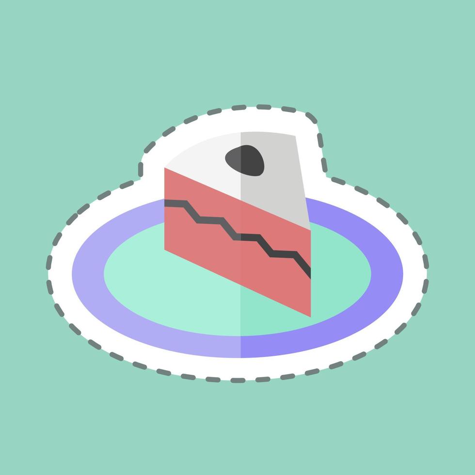 Cream Cake Sticker in trendy line cut isolated on blue background vector