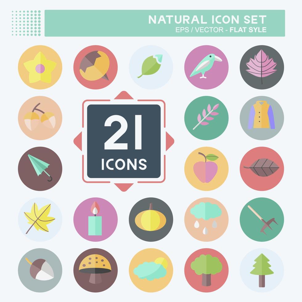 Natural Icon Set Icon in trendy flat style isolated on soft blue background vector