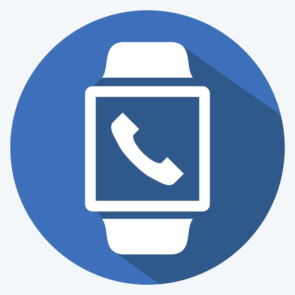 Call App Icon in trendy long shadow style isolated on soft blue background vector