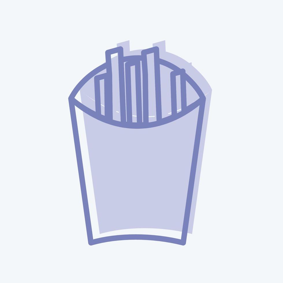 French Fries Icon in trendy two tone style isolated on soft blue background vector