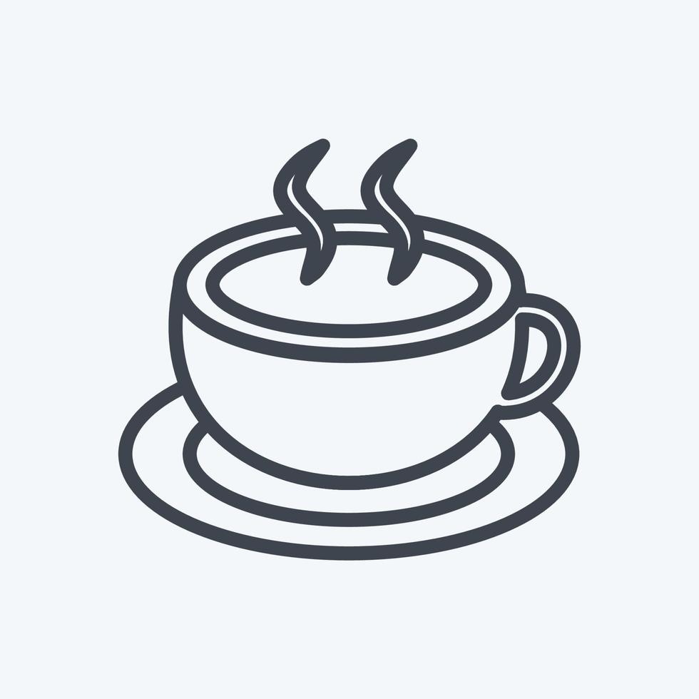 icono de café caliente en estilo de línea de moda aislado sobre fondo azul suave vector