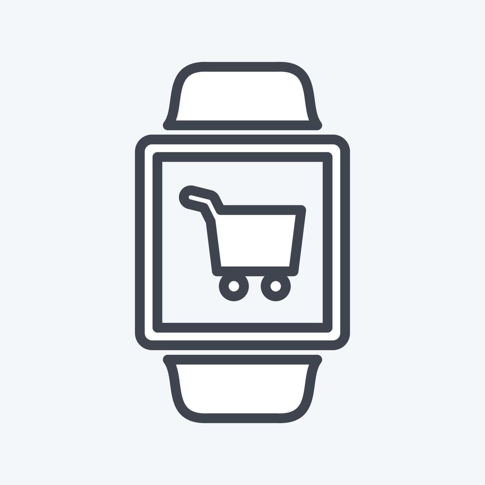 Shopping App Icon in trendy line style isolated on soft blue background vector