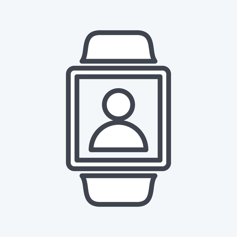 usuario en el icono de reloj en estilo de línea de moda aislado sobre fondo azul suave vector