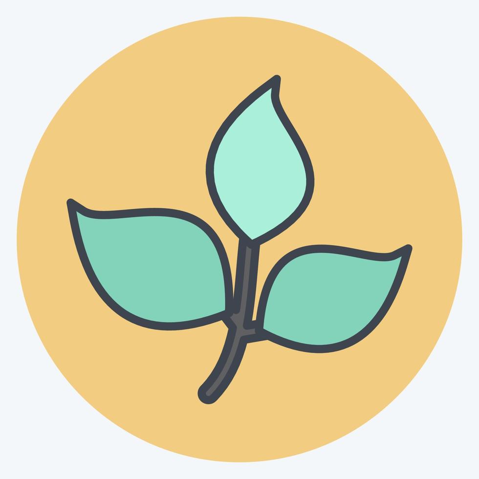 Leaves Icon in trendy color mate style isolated on soft blue background vector