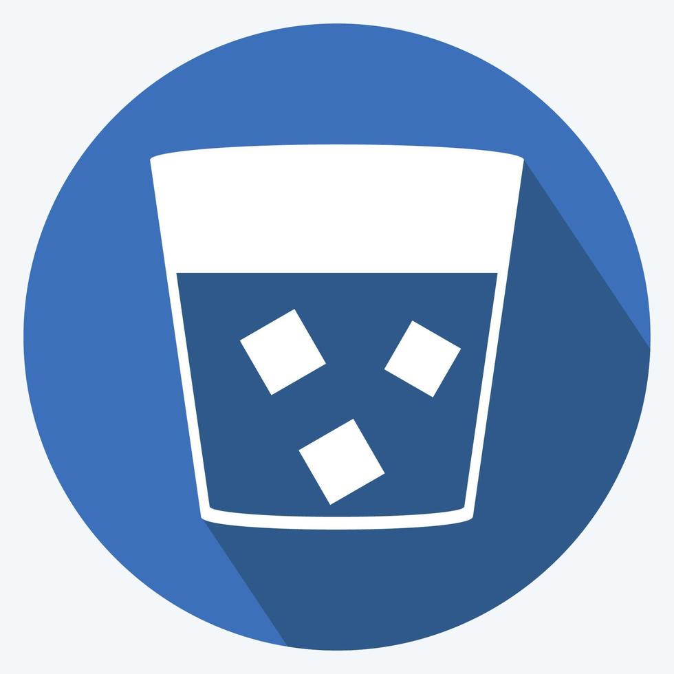 White Russian Drink Icon in trendy long shadow style isolated on soft blue background vector