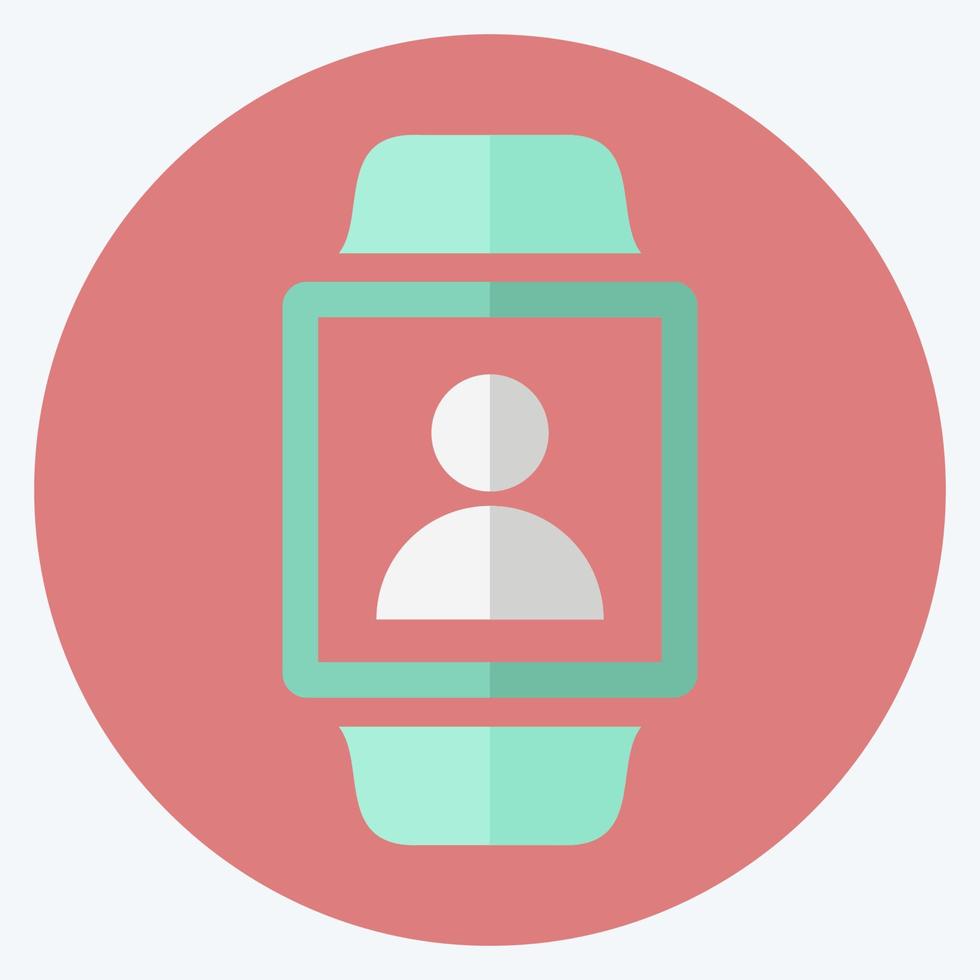 User on Watch Icon in trendy flat style isolated on soft blue background vector