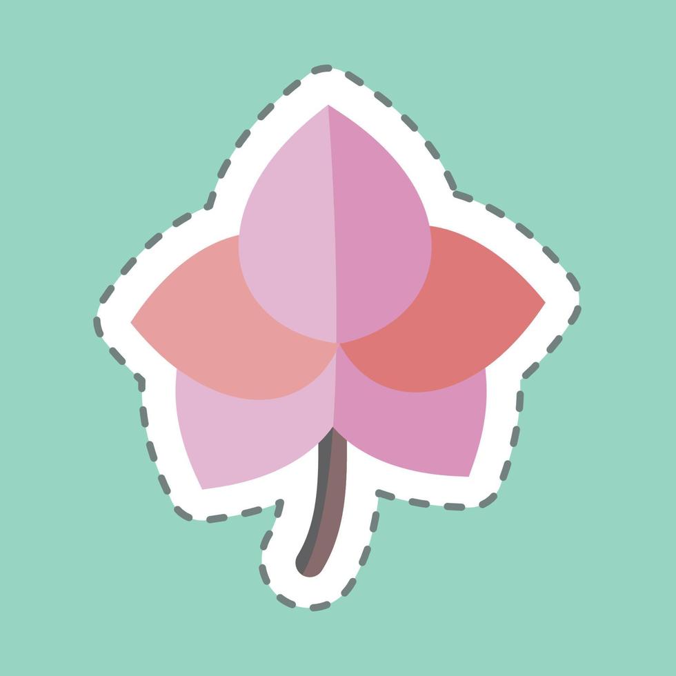 Orchid Icon Sticker in trendy line cut isolated on blue background vector