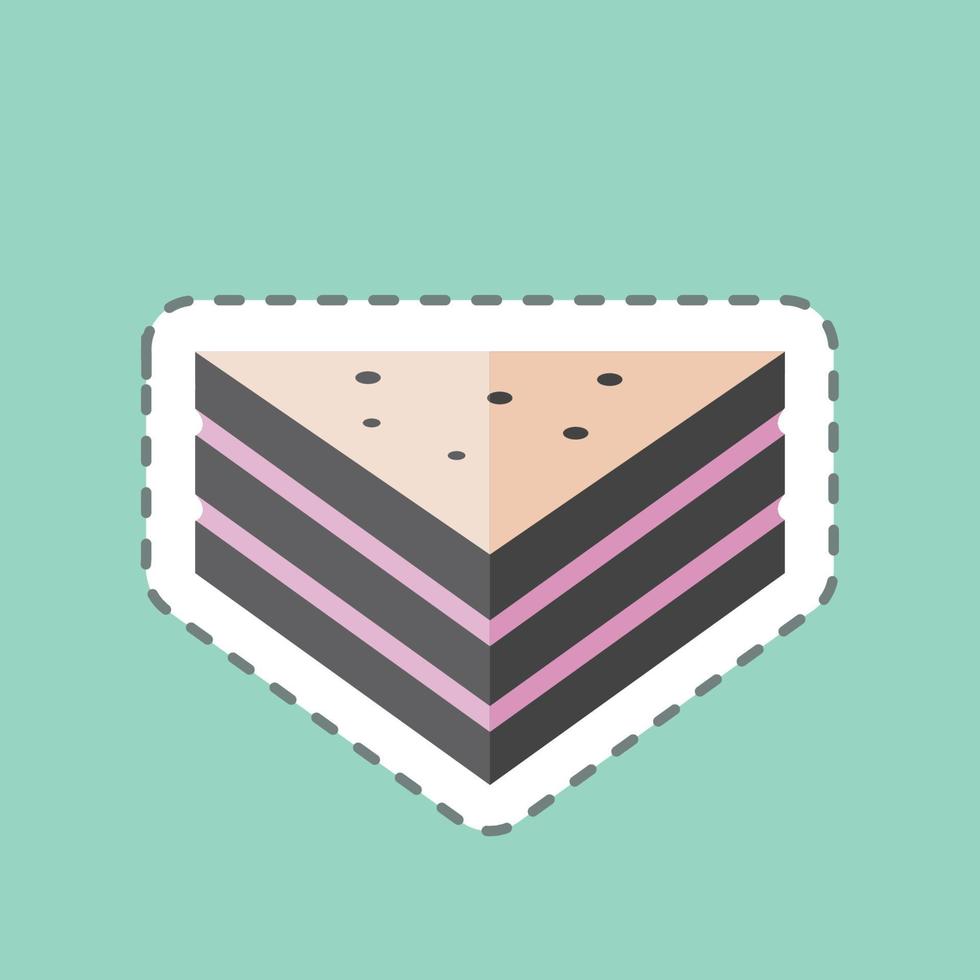 Sandwich Sticker in trendy line cut isolated on blue background vector