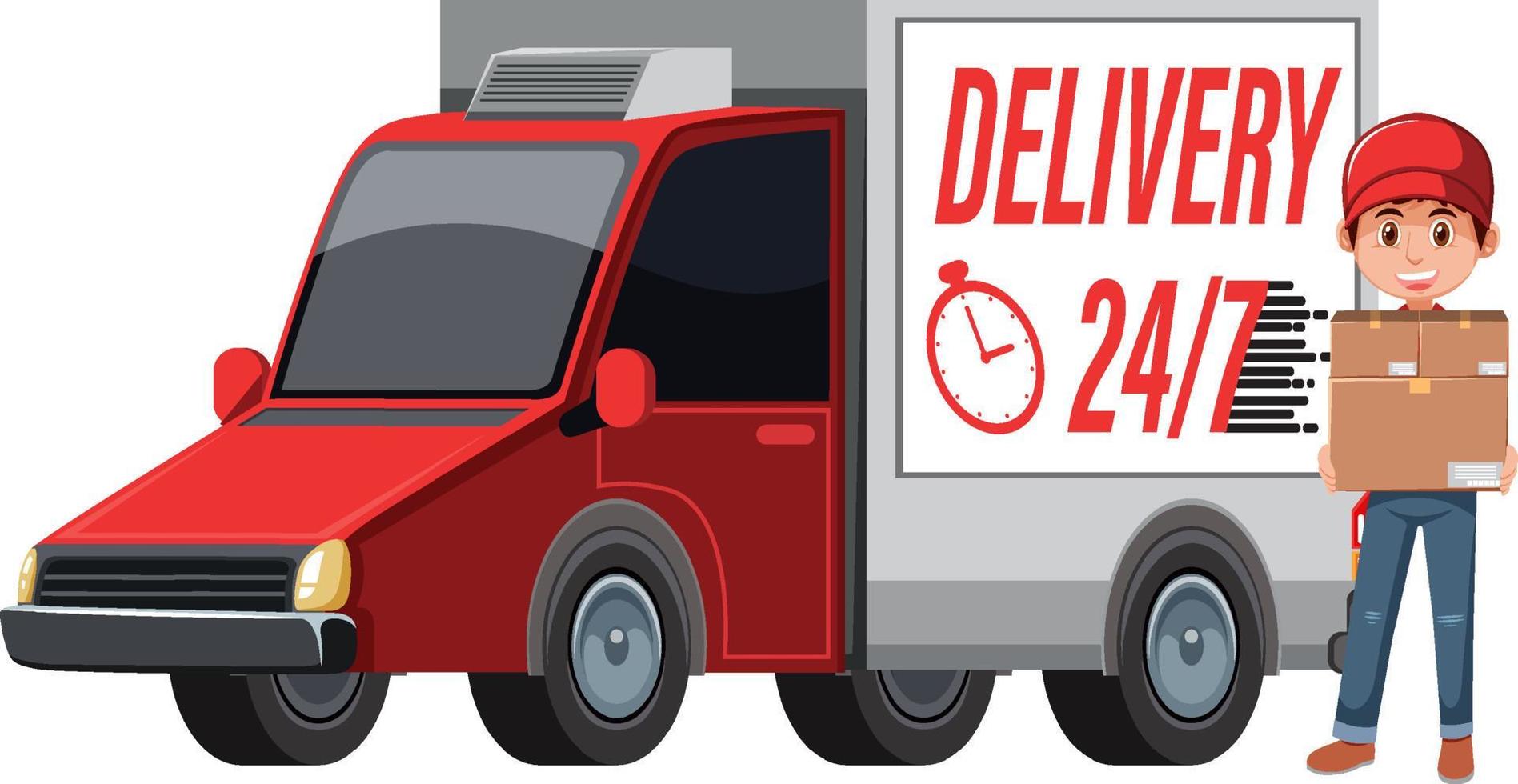 Delivery truck with delivery banner vector