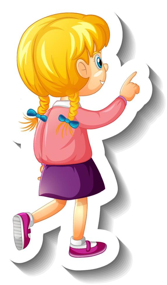 Back of blonde hair girl cartoon character vector