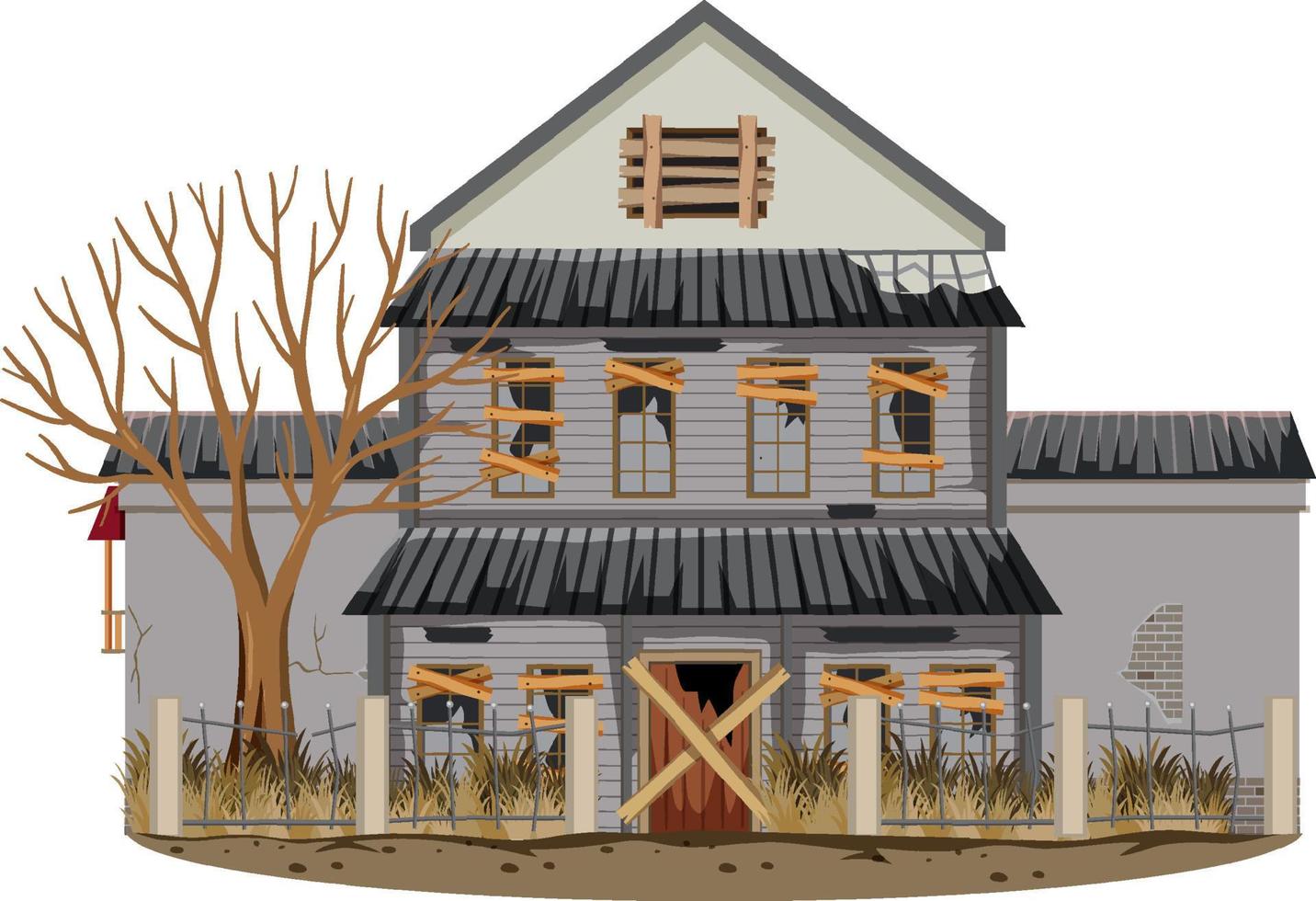 Isolated old broken house in the rural vector