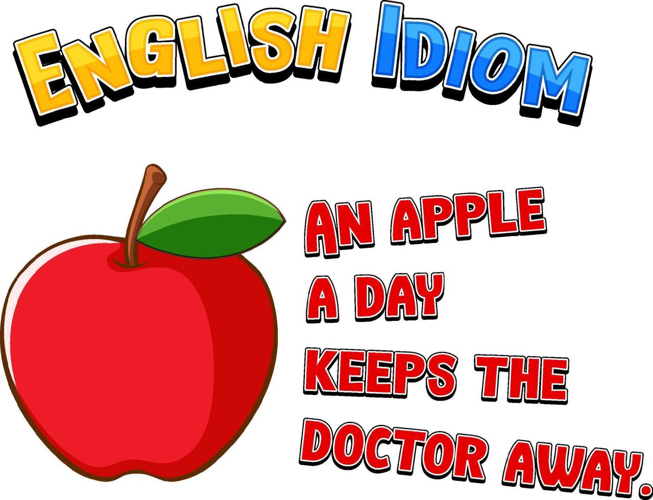 English idiom with an apple a day keeps the doctor away vector