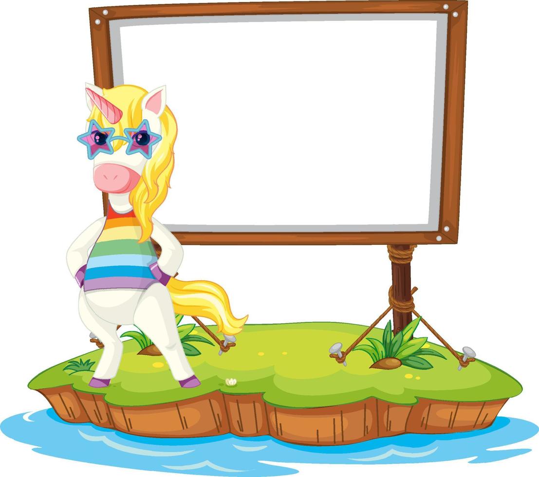 Fantasy unicorn with empty board vector