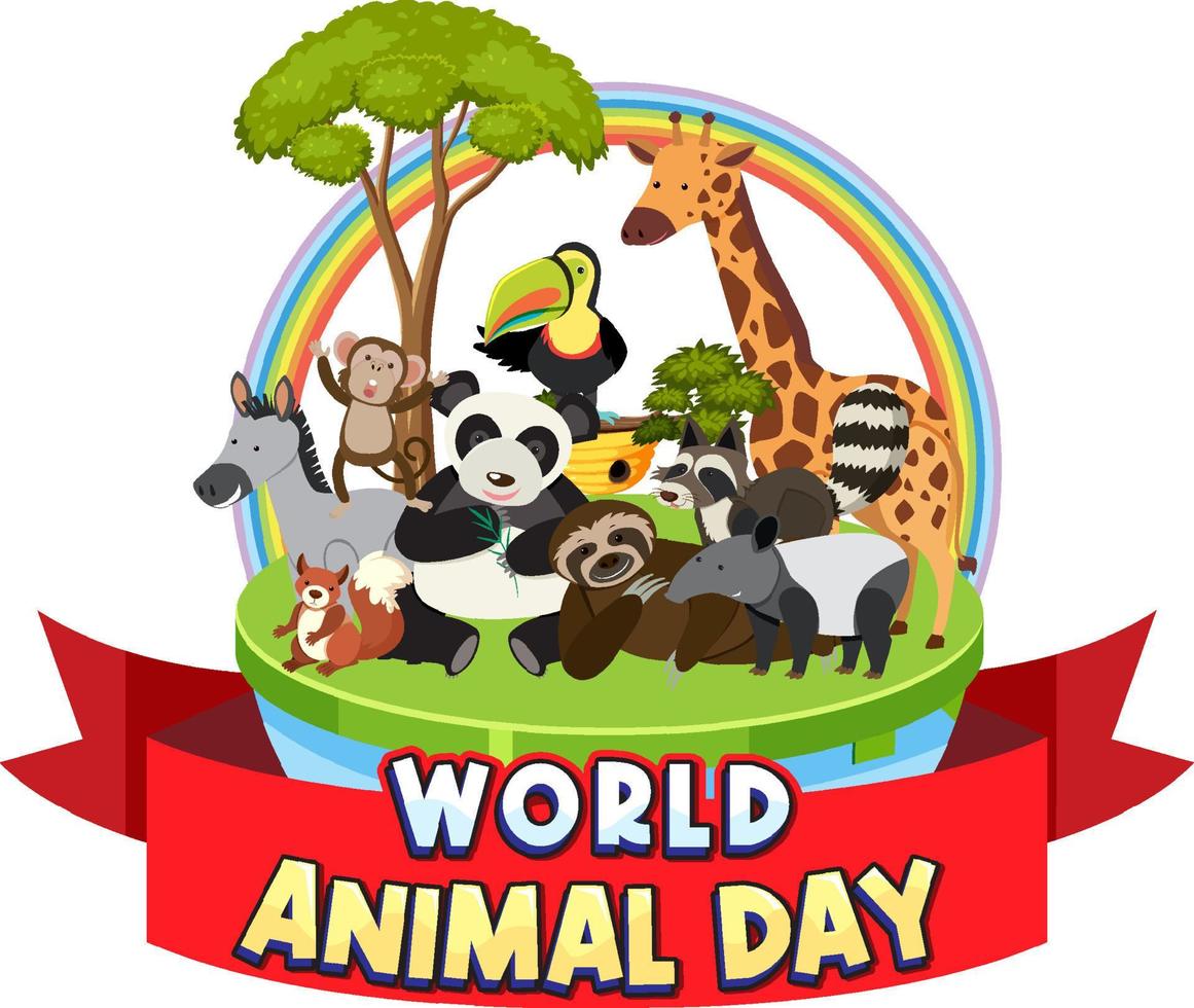 logotipo del día mundial de los animales con animales africanos vector
