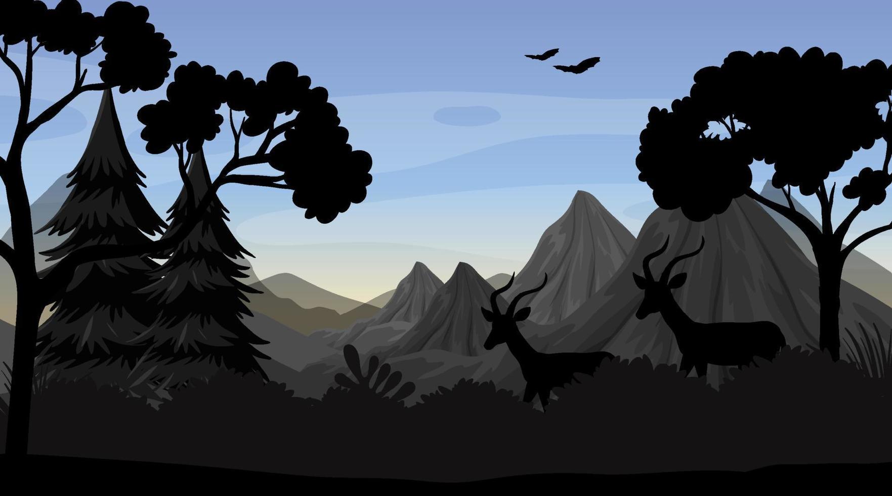 silueta bosque paisaje antecedentes vector