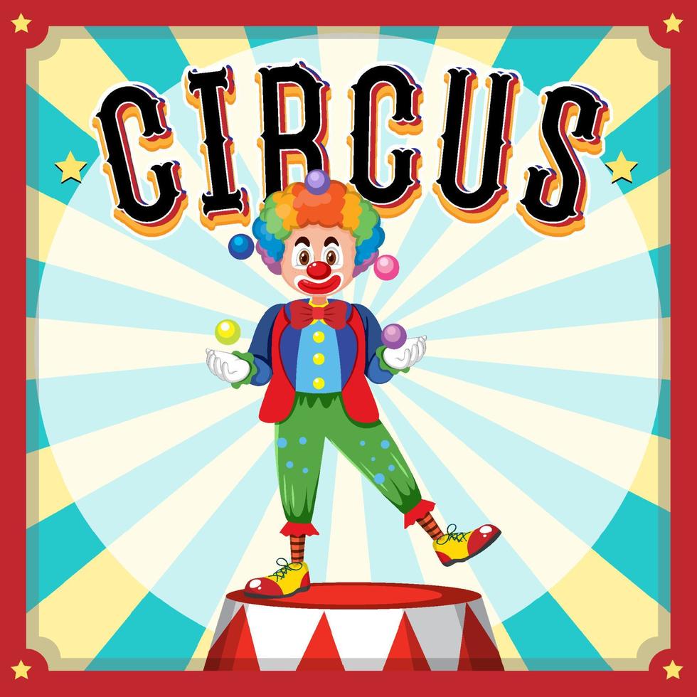 diseño de cartel de circo con personaje de dibujos animados de payaso vector