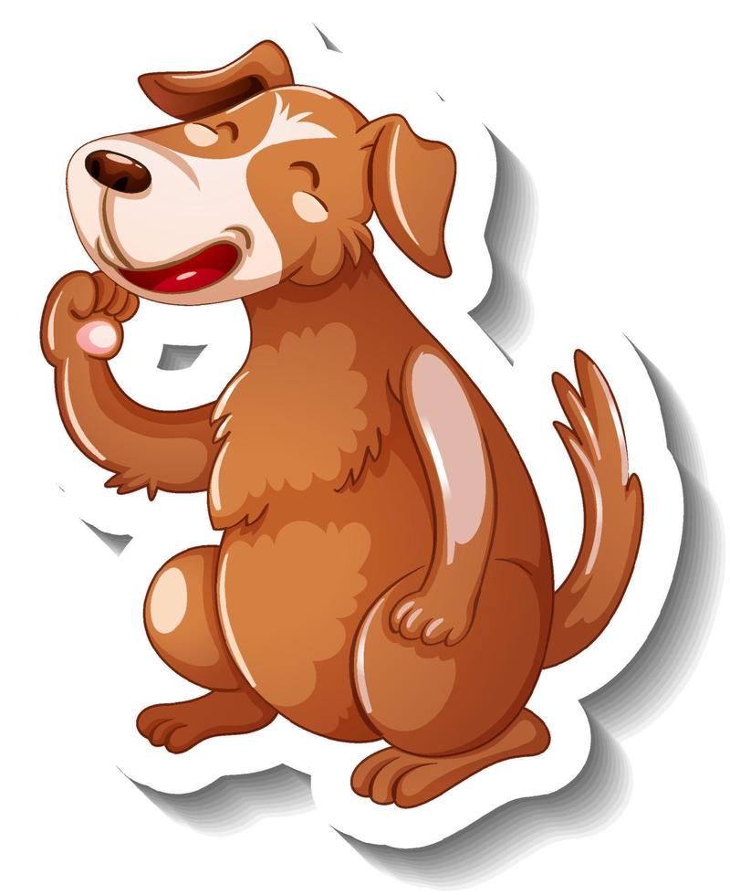 Funny dog cartoon character sticker vector