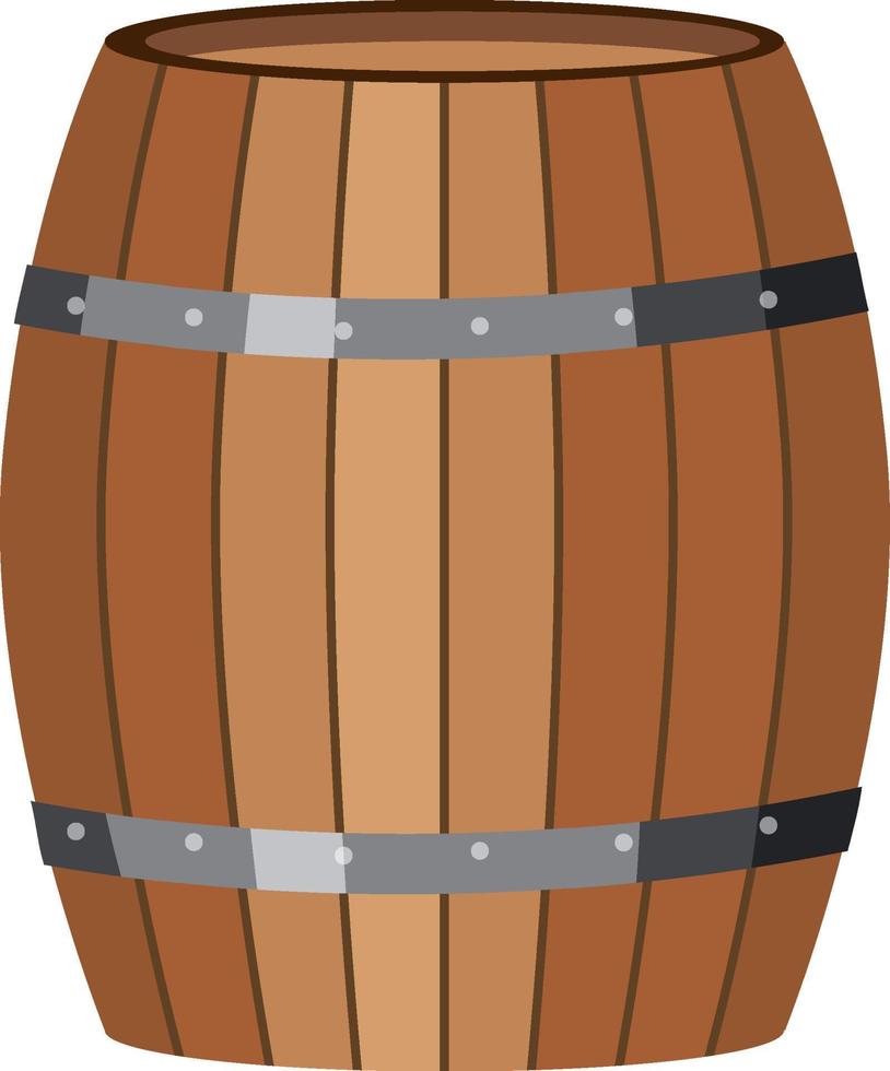 Barril de madera aislado sobre fondo blanco. vector