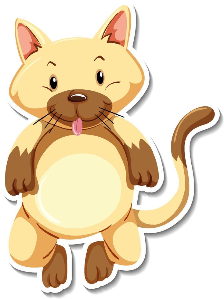 A sticker template of cat cartoon character vector