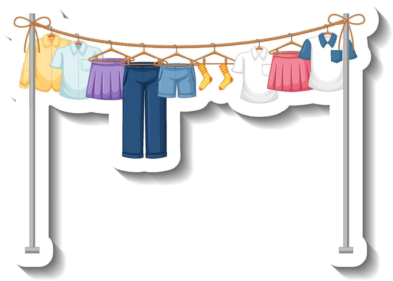 Clothes hanging on clothesline vector