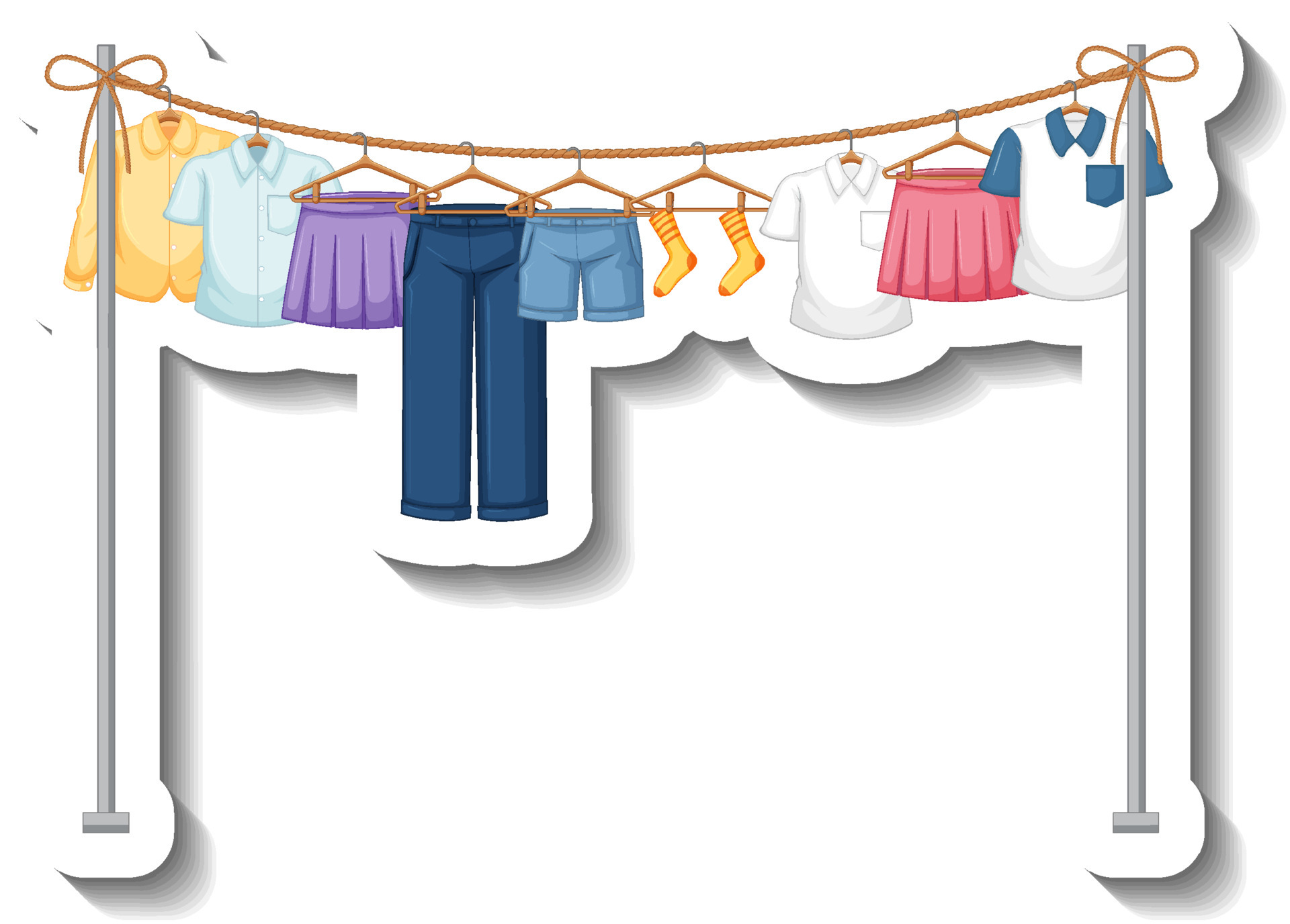 Clothes hanging on clothesline 4918410 Vector Art at Vecteezy