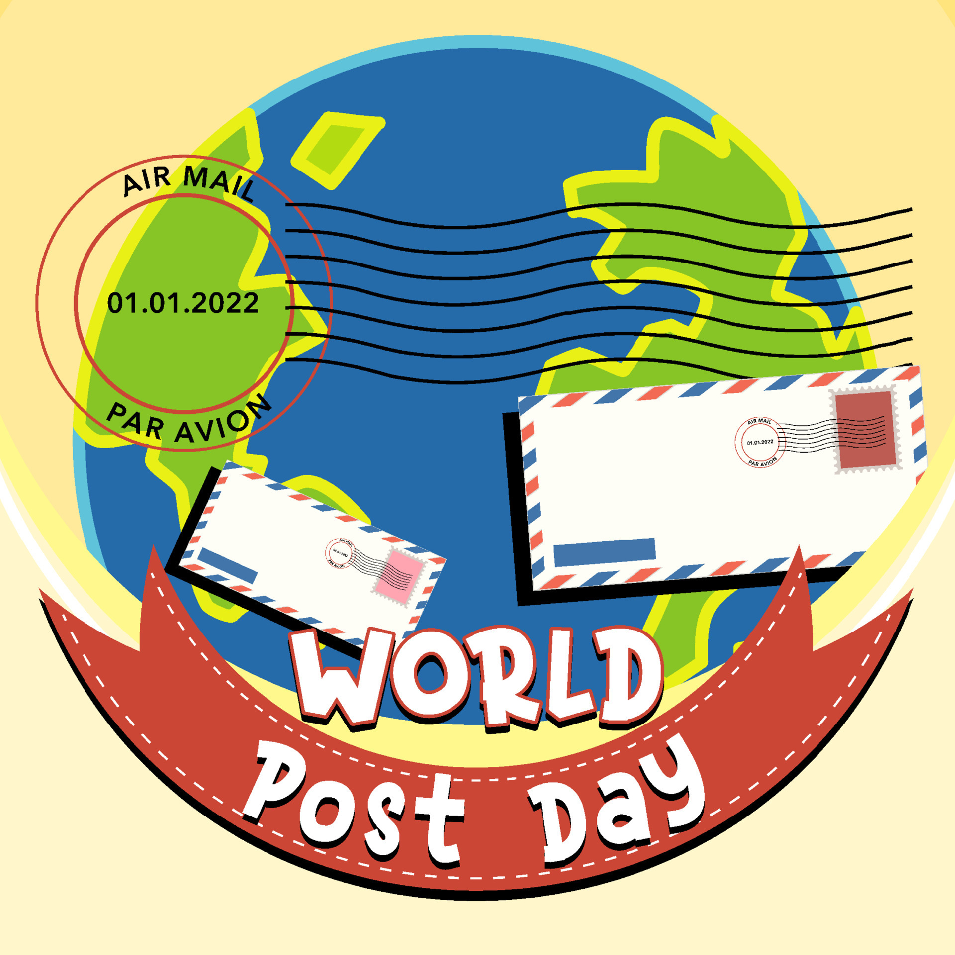 World Post Day logo with earth globe and envelope 4918417 Vector Art at