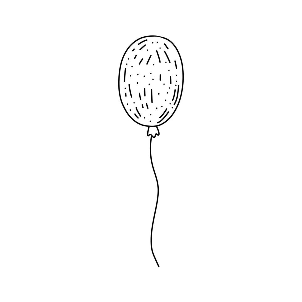 Hand drawn balloon in doodle style. Isolated on white vector illustration.