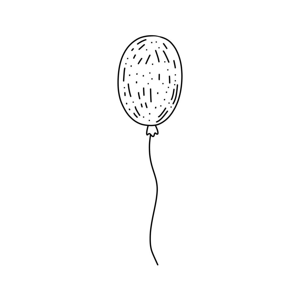 Hand drawn balloon in doodle style. Isolated on white vector illustration.