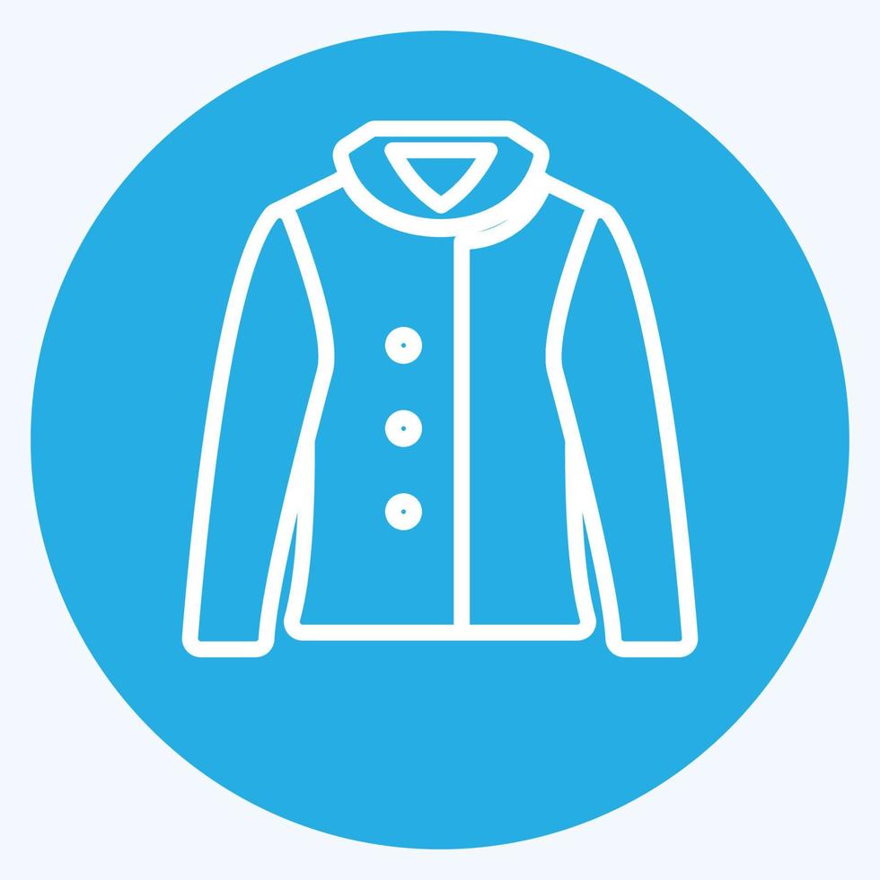 Warm Jacket Icon in trendy blue eyes style isolated on soft blue background vector