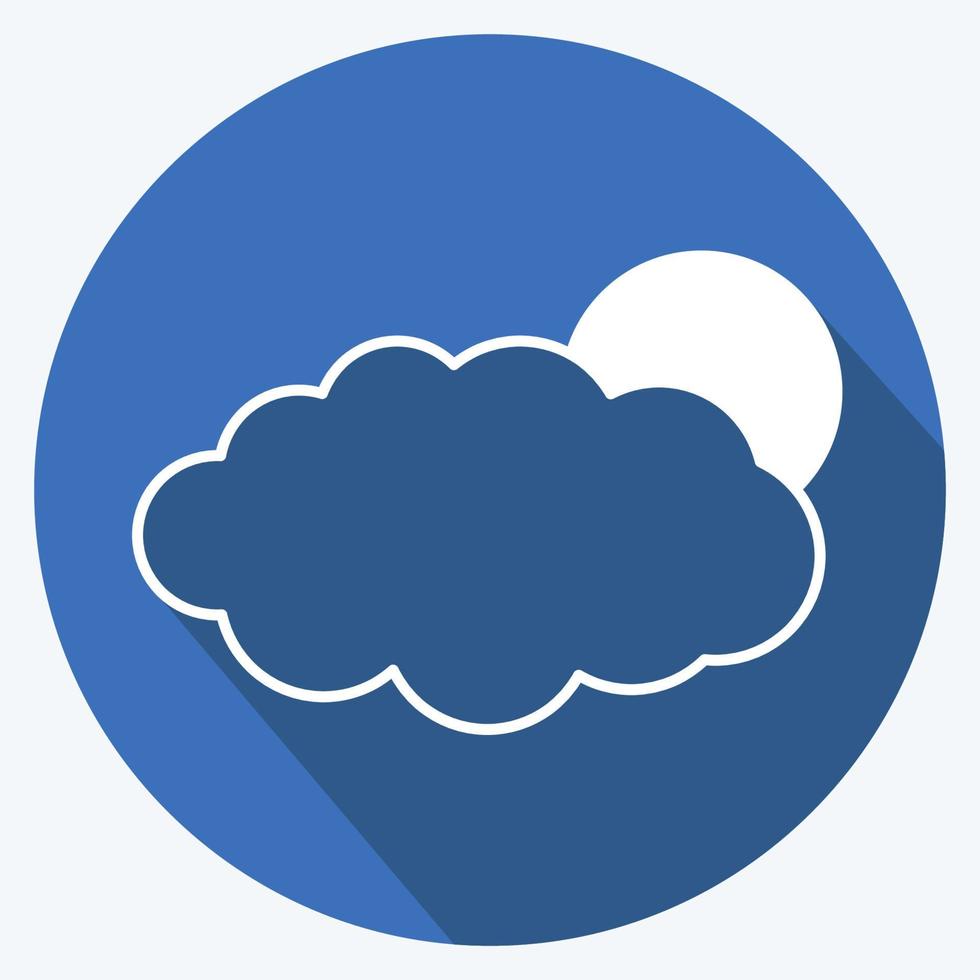 Sun Cloud Icon in trendy long shadow style isolated on soft blue background vector