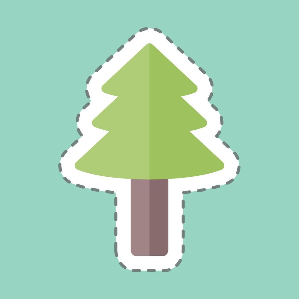 Tree II Sticker in trendy line cut isolated on blue background vector