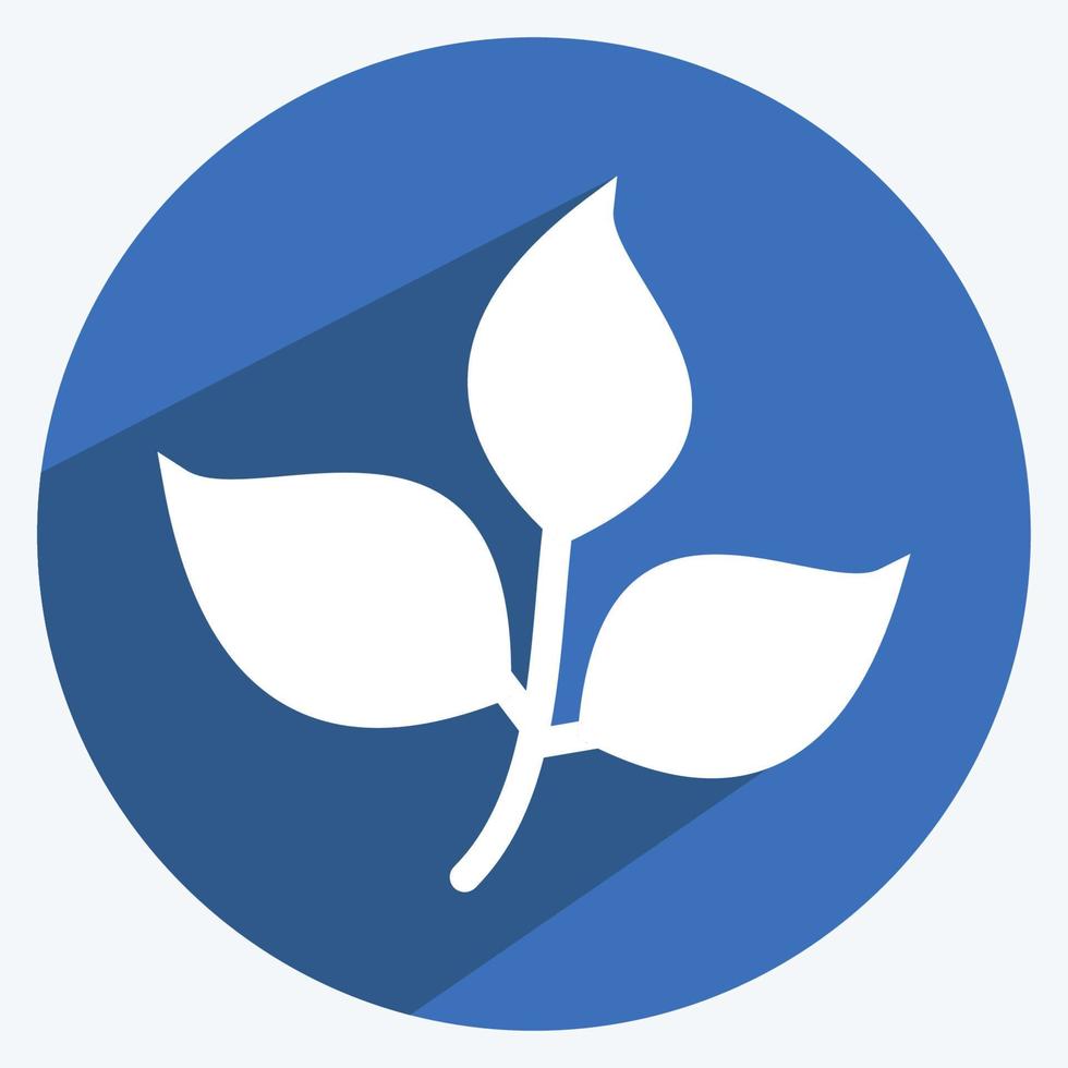 Leaves Icon in trendy long shadow style isolated on soft blue background vector
